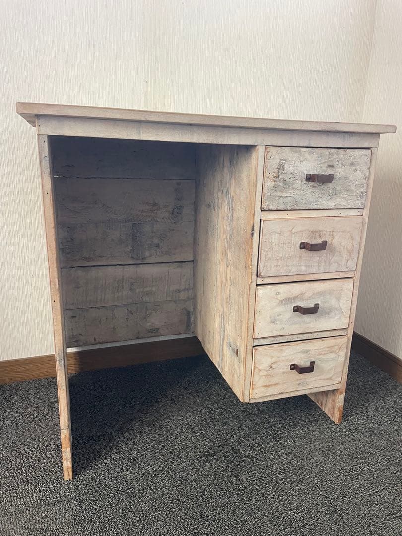 小振りなアンティーク机　デスク　古材　ビンテージ　ホワイト　ファニチャー HAGiHARA（萩原） アンティーク風 パソコンデスク おしゃれ PCデスク