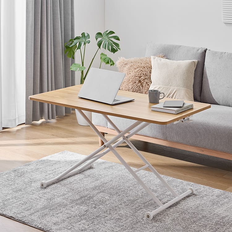 昇降式ダイニングテーブル 折りたたんで省スペースにも 完成品