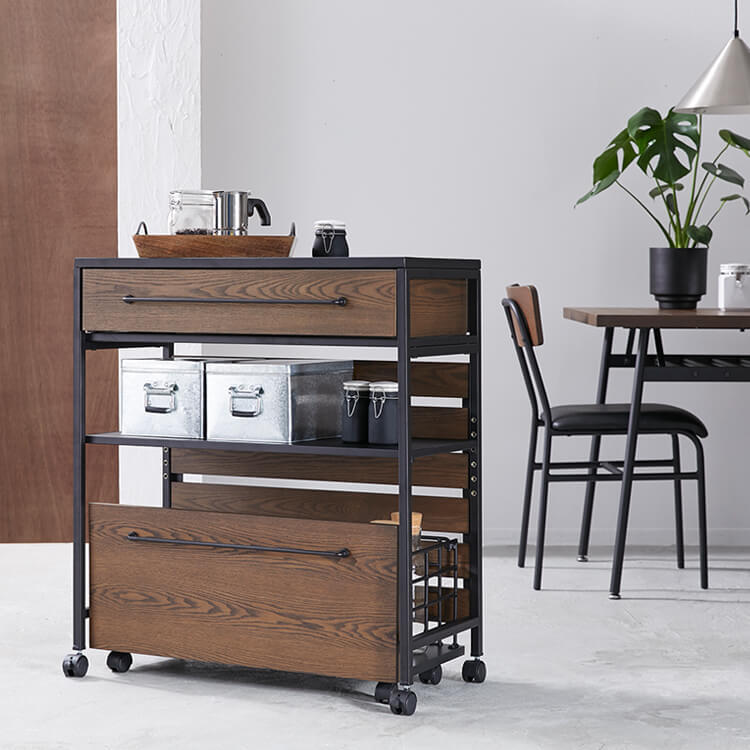 キッチンワゴン タオルハンガー付きでトレイにもなる棚板あり | 【公式