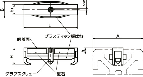 JPM-ND-8-40-BK｜アルミフレーム用マグネット 吸着力(N) 30｜NBK【鍋屋