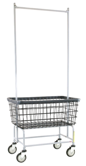 DURA-SEVEN™ LARGE CAPACITY LAUNDRY CART W/ DOUBLE POLE RACK