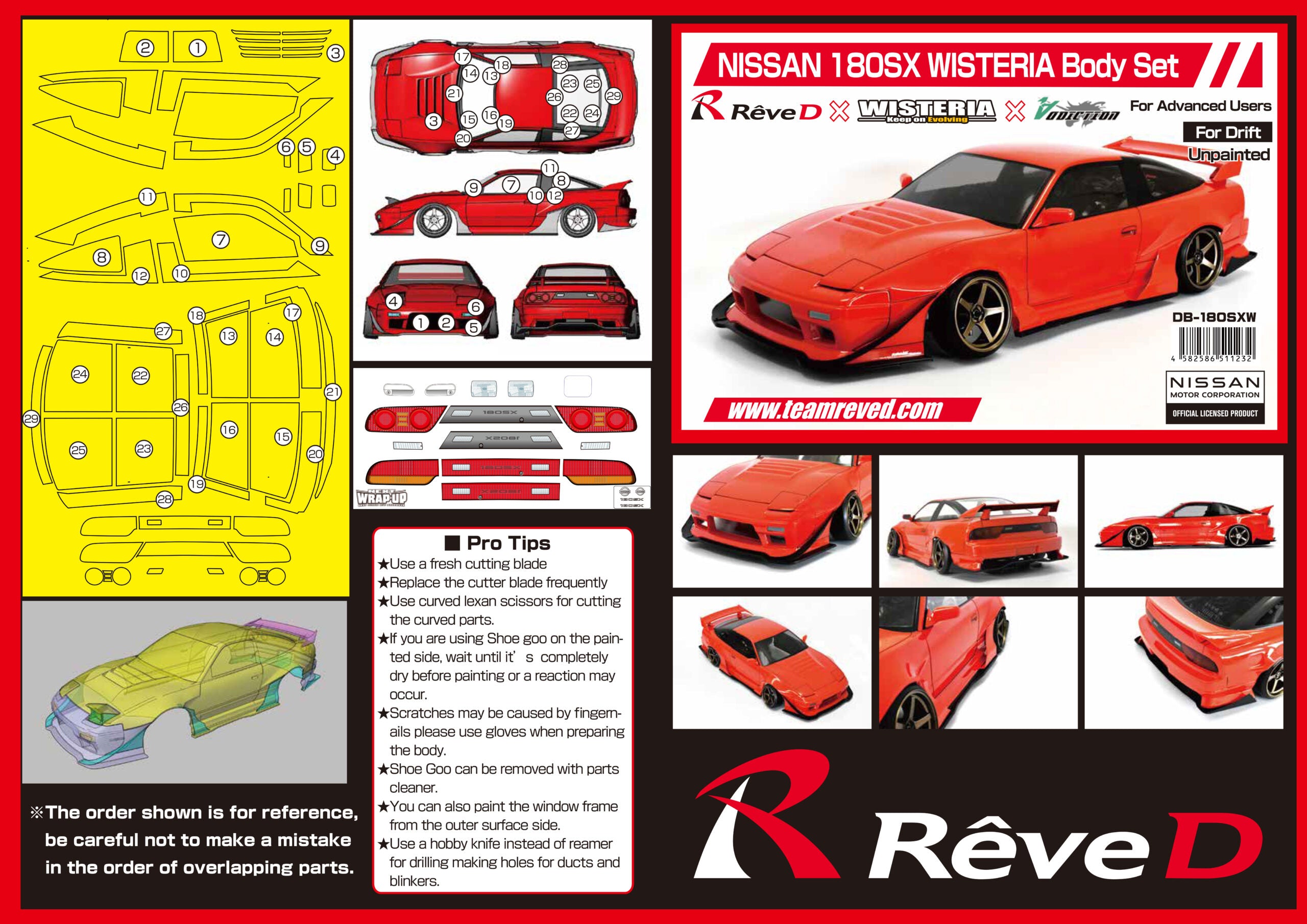 NISSAN 180SX WISTERIA 1-10 Body Set [Reve D] DB-180SXW – Super-G R